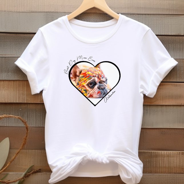 T-shirt Meilleur Chien Maman Jamais Coeur Photo Animaux Fê (Créateur téléchargé)