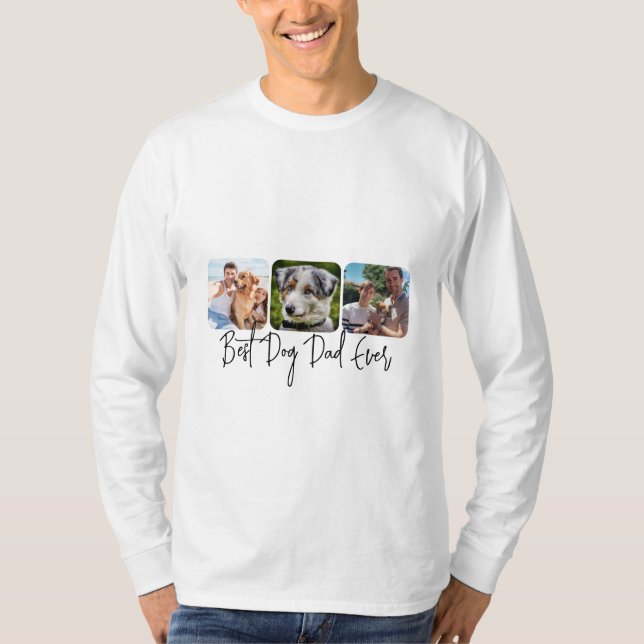 T-shirt Meilleur Chien Papa Jamais - Collage Personnalisé  (Devant)