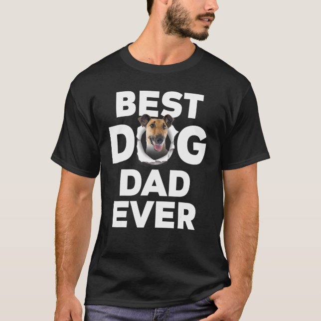 T-shirt Meilleur Chien Papa Jamais Feu Fox Terrier (Devant)