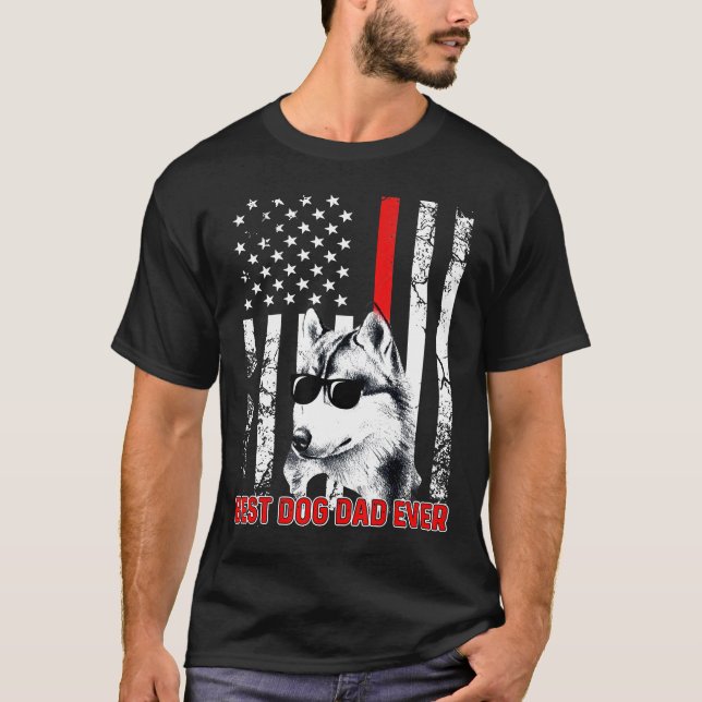 T-shirt Meilleur Chien Papa Jamais Husky Chien Papa USA Dr (Devant)