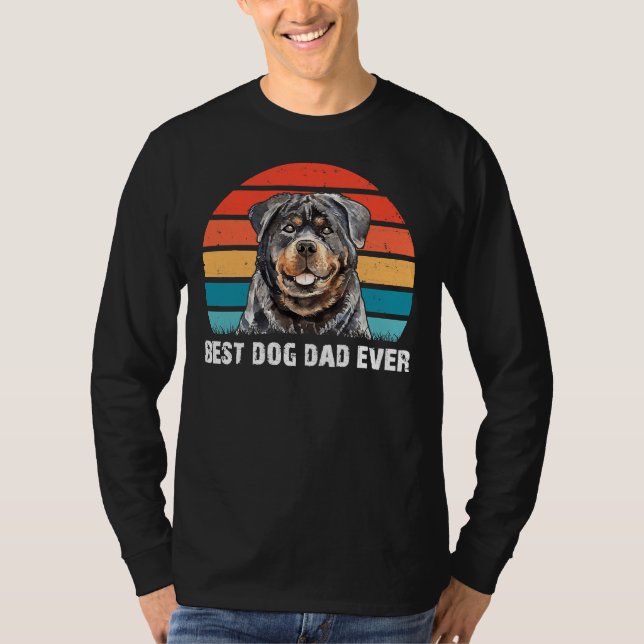 T-shirt Meilleur Chien Papa Jamais mignon Rottweiler Retro (Devant)