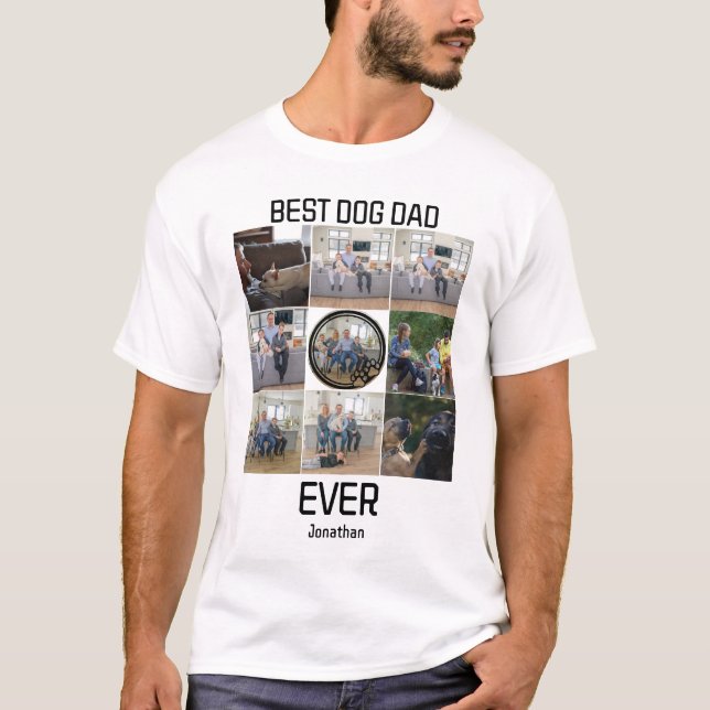 T-shirt Meilleur Chien Papa Jamais Personnalisé 9 Photo Co (Devant)