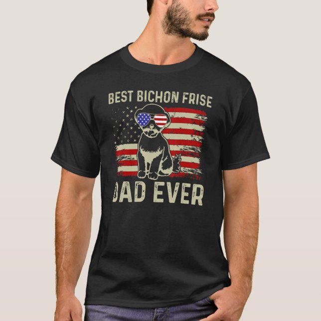 T-shirt Meilleur Chien Papa Jamais Usa Drapeau Papa Blague (Devant)