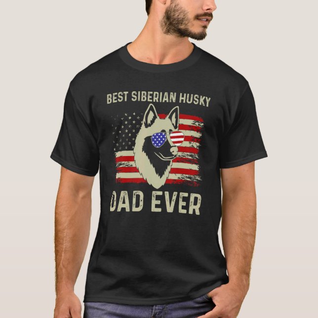 T-shirt Meilleur Chien Papa Jamais Usa Drapeau Papa Blague (Devant)