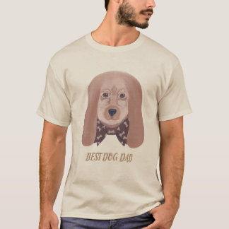 T-shirt Meilleur chien papa oreilles disquette chien brun