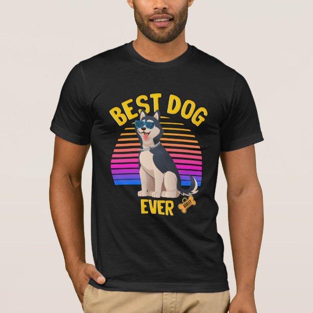 T-shirt Meilleur Chien Sibérien Époux Jamais Rétro (Devant)