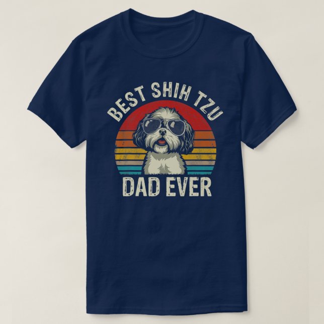 T-shirt Meilleur Chih Tzu Papa Jamais Fête des pères Vinta (Design devant)