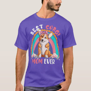 T-shirt Meilleur Corgi Maman toujours mignon Fleurs arc-en