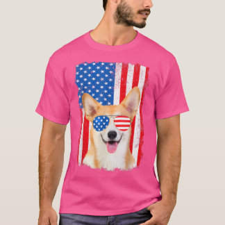T-shirt Meilleur Corgi Papa Ever USA Fête des pères Drapea