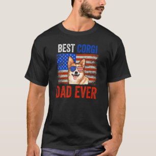 T-shirt Meilleur Corgi papa jamais American Flag Fête des 