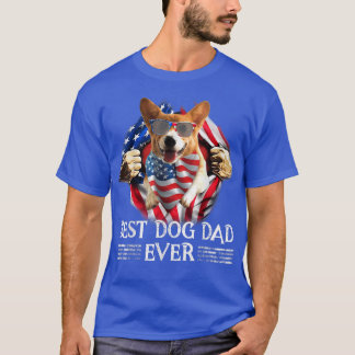 T-shirt Meilleur Corgi Papa Jamais Drapeau Américain 4 jui