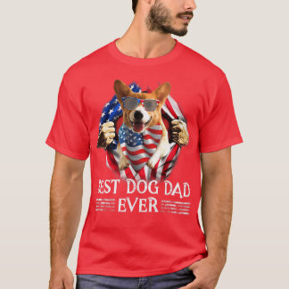 T-shirt Meilleur Corgi Papa Jamais Drapeau Américain 4 jui