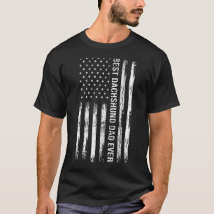 T-shirt Meilleur Dachshund Papa Jamais Chien Drapeau Améri