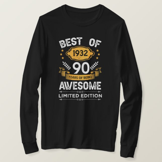 T-shirt Meilleur De 1932 Cadeaux 90 Ans 90e Anniversaire (Design devant)