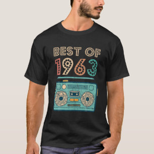 T-shirt Meilleur De 1963 59E Anniversaire Cassette Rétro V