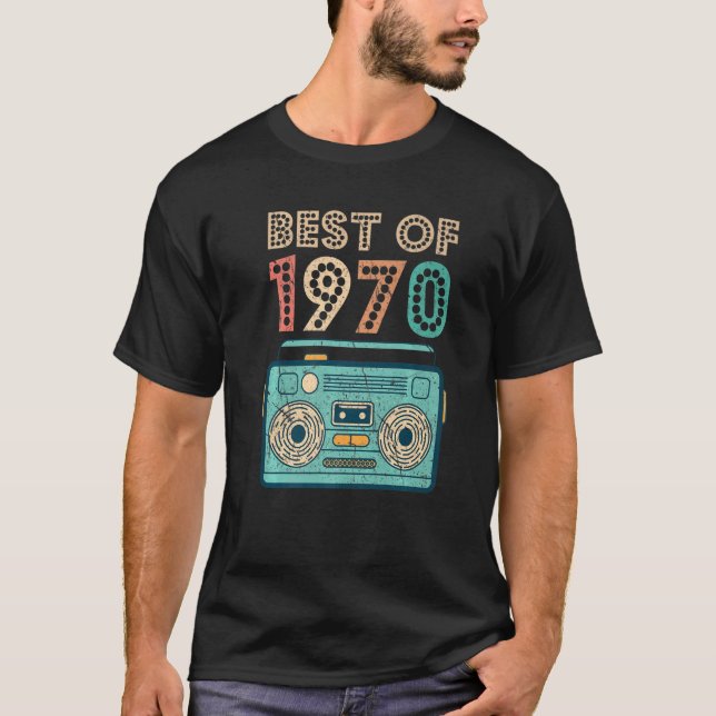 T-shirt Meilleur De 1970 52e Anniversaire Cassette Retro V (Devant)