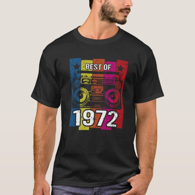 T-shirt Meilleur De 1972 Lecteur Stéréo Radio Cassette Ann (Devant)
