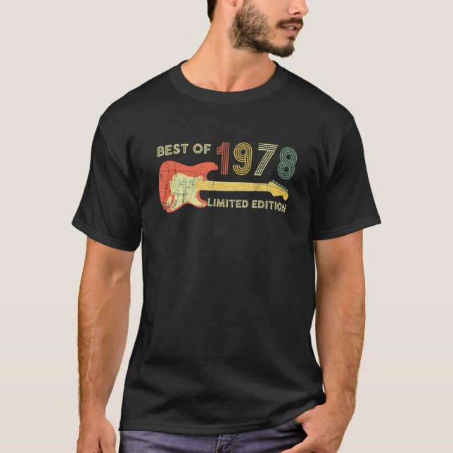 T-shirt Meilleur De 1978, Guitare 44e Anniversaire (Devant)