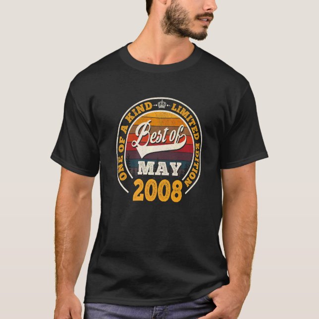 T-shirt Meilleur De Mai 2008 14E Anniversaire 14 Ans (Devant)