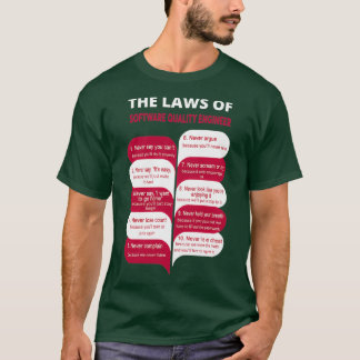 T-SHIRT MEILLEUR DESIGN DE L'INGÉNIEUR DE QUALITÉ LOGICIEL