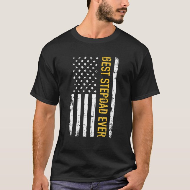 T-shirt Meilleur drapeau américain Vintage Stepdad (Devant)