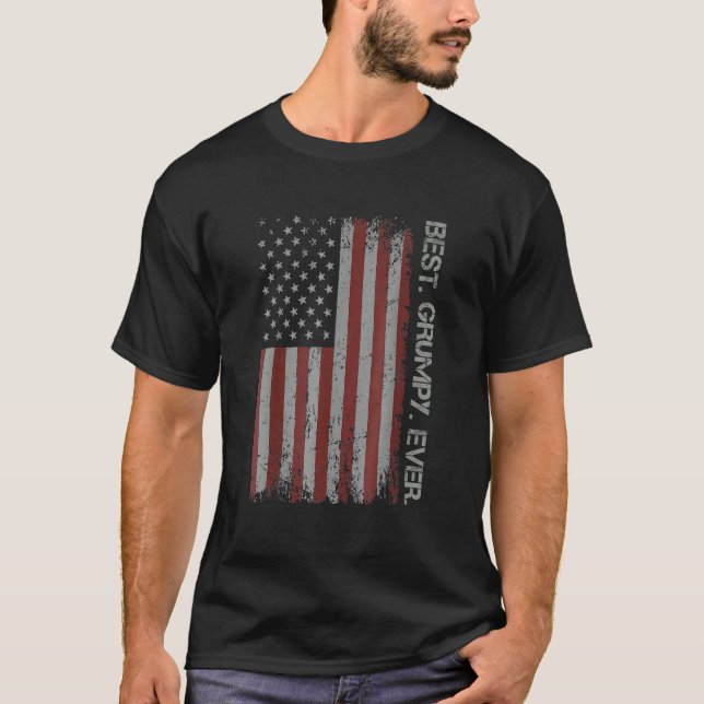T-shirt Meilleur Drapeau Grumpy Jamais America Drapeau Pou (Devant)