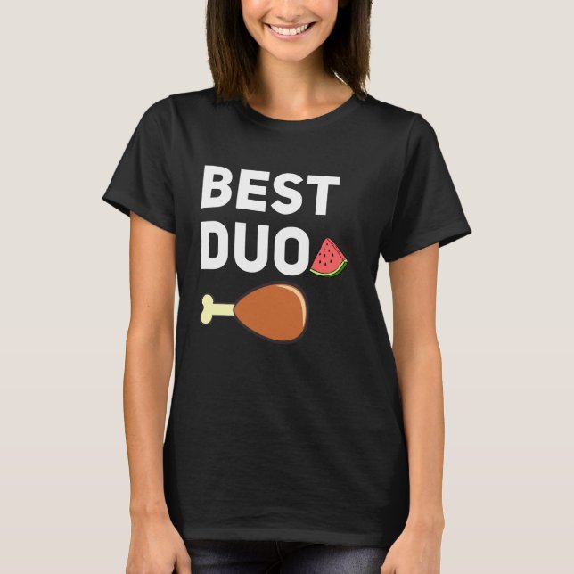 T-shirt Meilleur Duo Drôle Poulet Frit Pastèque (Devant)
