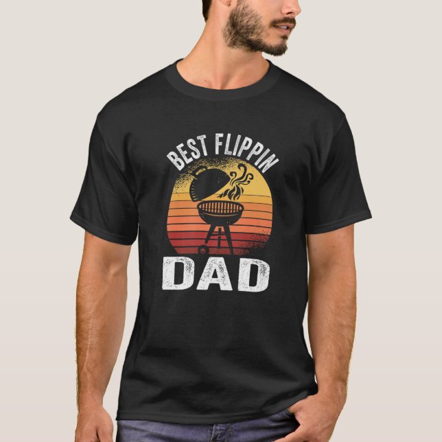 T-shirt Meilleur Flippin Papa Barbecue Fumer Viande BBQ Gr (Devant)
