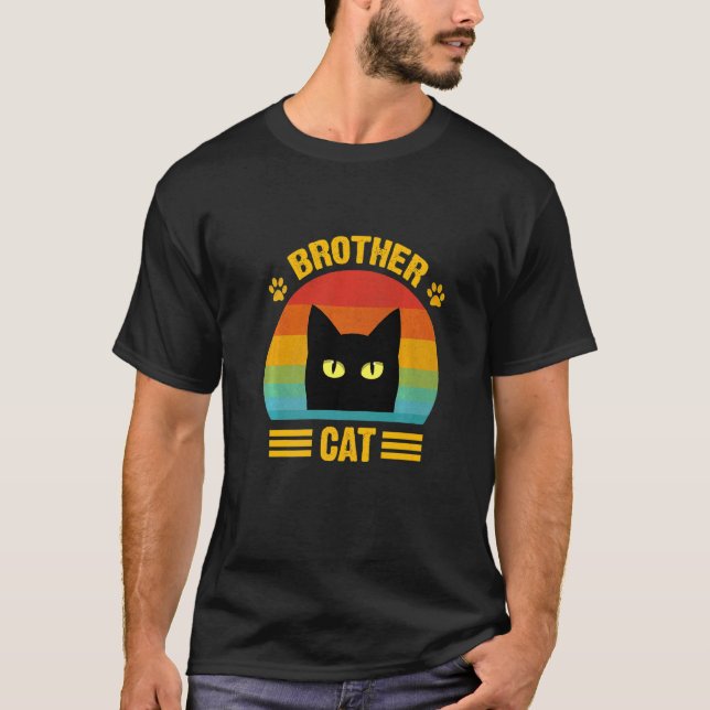 T-shirt Meilleur frère de chat rétro Style Rétro Chat 5 (Devant)