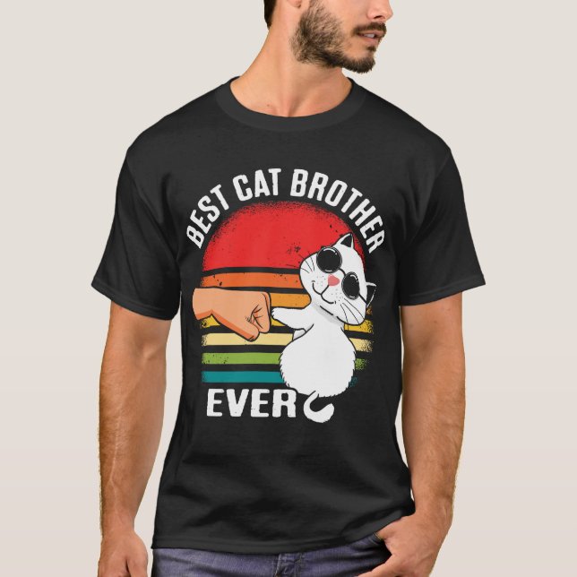 T-shirt Meilleur Frère de chats jamais Retro Kitty Fist Bu (Devant)