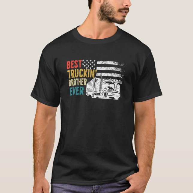 T-shirt Meilleur Frère Truckine jamais Retro drapeau améri (Devant)