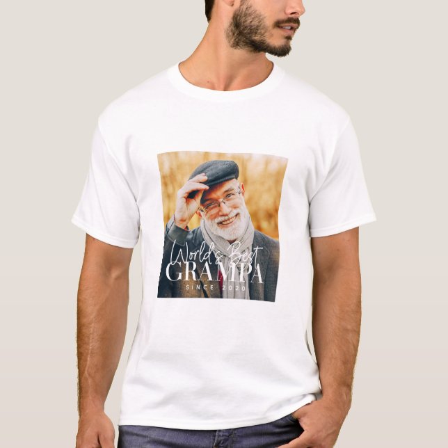 T-shirt Meilleur Grampa du monde depuis 20XX Photo moderne (Devant)