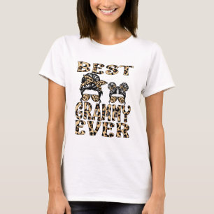 T-shirt Meilleur Grand Jour Léopard Plaid Mère