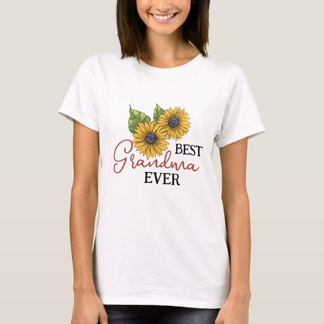 T-shirt Meilleur grand-mère jamais tournesol floral person (Devant)