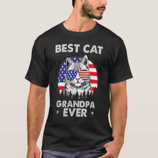 T-shirt Meilleur Grand-Père Chat Drapeau Américain 4 Juill