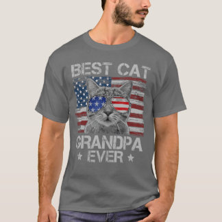 T-shirt Meilleur Grand-Père Chat Ever Drapeau Américain Pa