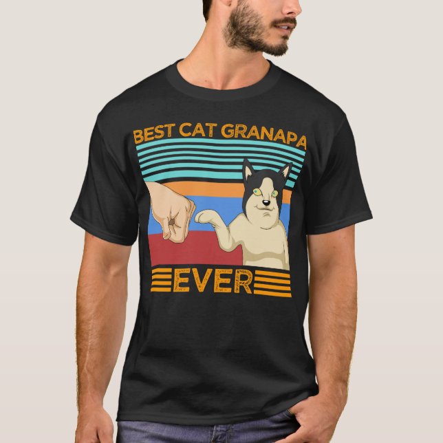 T-shirt meilleur grand-père de chat (Devant)