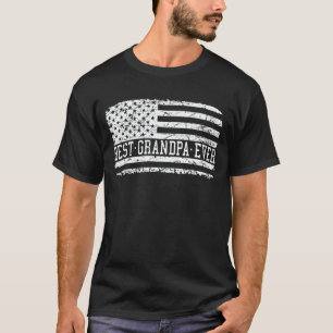 T-shirt Meilleur Grand-père Drapeau Américain Cadeau Fête 