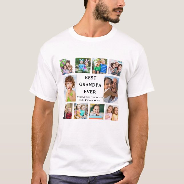 T-shirt Meilleur Grand-Père Ever Grand-Enfants 10 Photo Co (Devant)