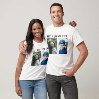 T-shirt Meilleur Grand-père Ever Petits-enfants 2 Collage