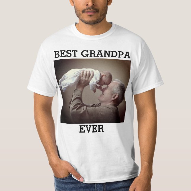 T-shirt Meilleur Grand-Père Jamais Photo Personnalisée Cré (Devant)