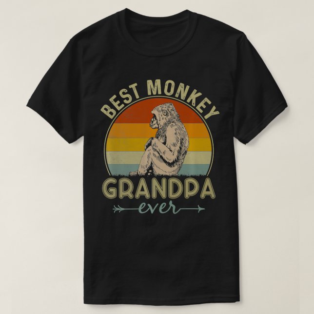 T-shirt Meilleur Grand-Père Singe Jamais Retro Monkey Grap (Design devant)
