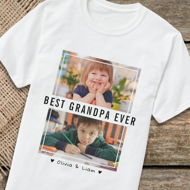 T-shirt Meilleur grand-père toujours deux photo cadeau per (Best Grandpa Ever Two Photo Personalized Gift T-Shirt
)