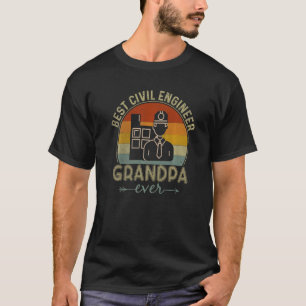 T-shirt Meilleur Grandpa ingénieur civil jamais rétro Grai