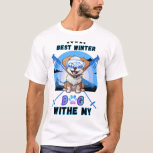 T-shirt Meilleur-Hiver-Avec-Mon-Chien-Ski-Puppy-Cut-Snowbo