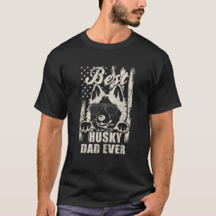 T-shirt Meilleur Husky Papa Jamais Vintage Retro Drapeau C