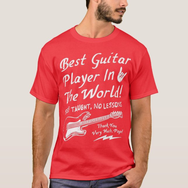 T-shirt Meilleur Joueur de Guitare dans le monde textuel (Devant)