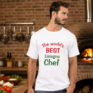 T-shirt Meilleur Lasagna du Monde Chef - rouge blanc v