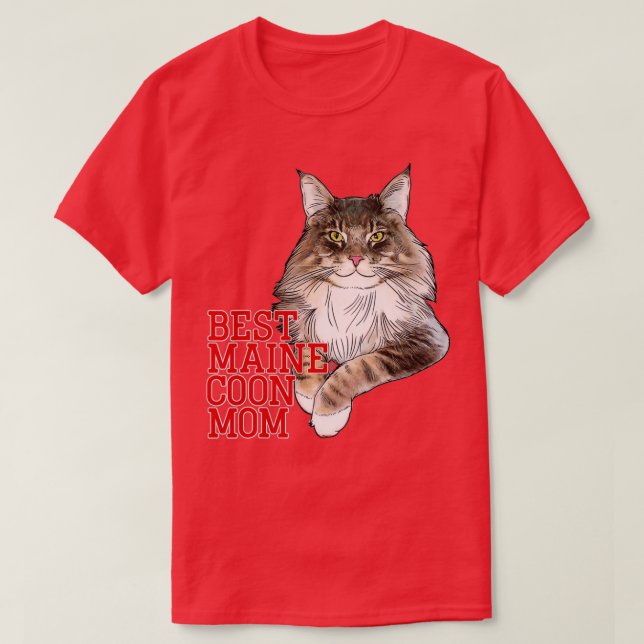 T-shirt Meilleur Maine Coon Maman Funny Chat (Design devant)