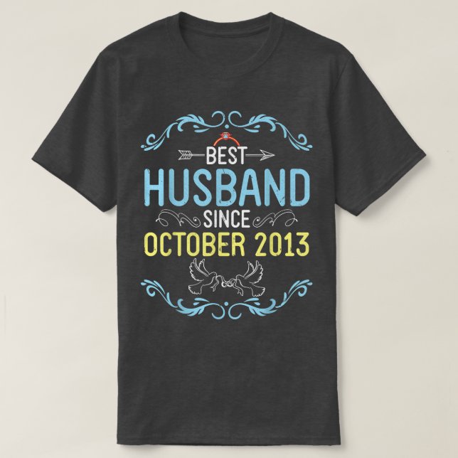 T-shirt Meilleur mari depuis octobre 2013 Joyeux Mariage (Design devant)